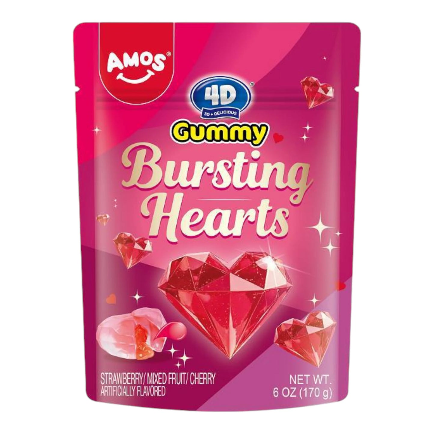 Amos Candy 4D Gummy Bursting Hearts 65g