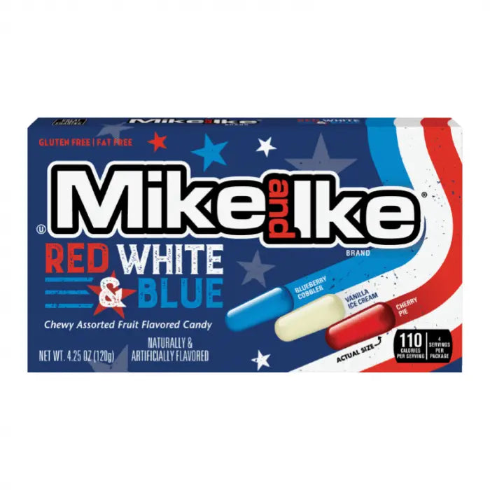 Mike and Ike Rojo, Blanco y Azul 120g OhMyCandyBox