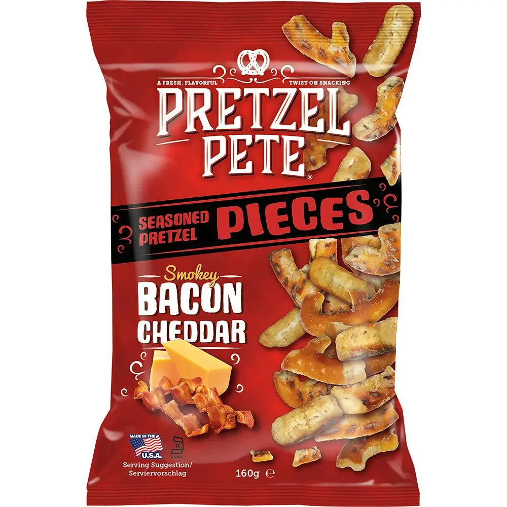 Pretzel Pete Piezas de Tocino Ahumado y Cheddar 160g OhMyCandyBox