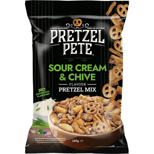 Pretzel Pete Mezcla de Pretzel Crema Agria y Cebollino 160g OhMyCandyBox