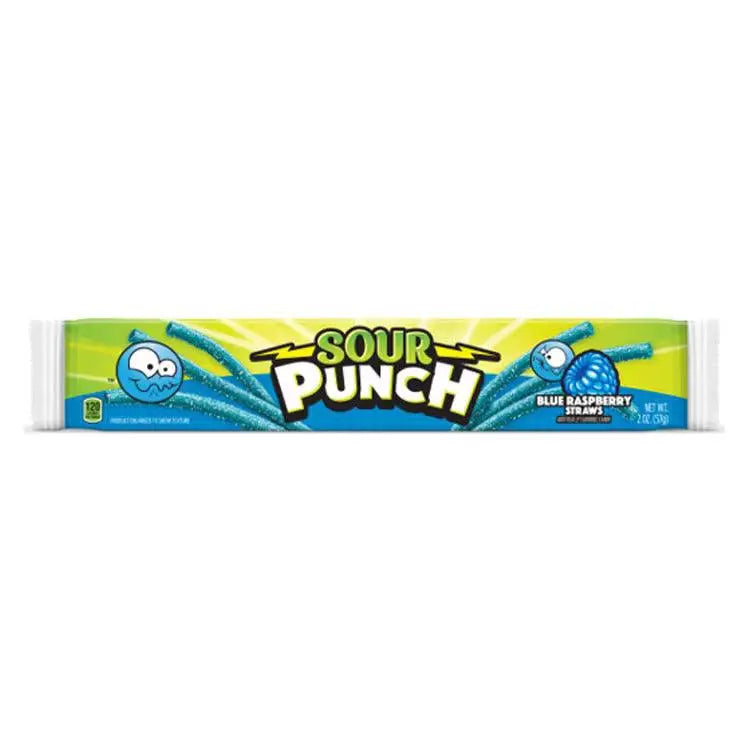 Pajitas de Frambuesa Azul Sour Punch 57g OhMyCandyBox