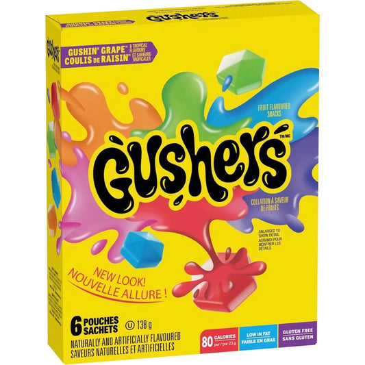 Gushers de Fruta Grape & Strawberry Splash 6 Pack 138g OhMyCandyBox